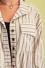 Printed Corduroy Babydoll Style Button Up Jacket