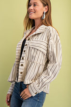 Printed Corduroy Babydoll Style Button Up Jacket
