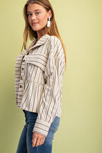 Printed Corduroy Babydoll Style Button Up Jacket