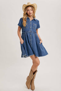 Denim Button Down Shirt Mini Dress