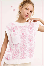 Floral Pattern Sleeveless Sweater Vest Top