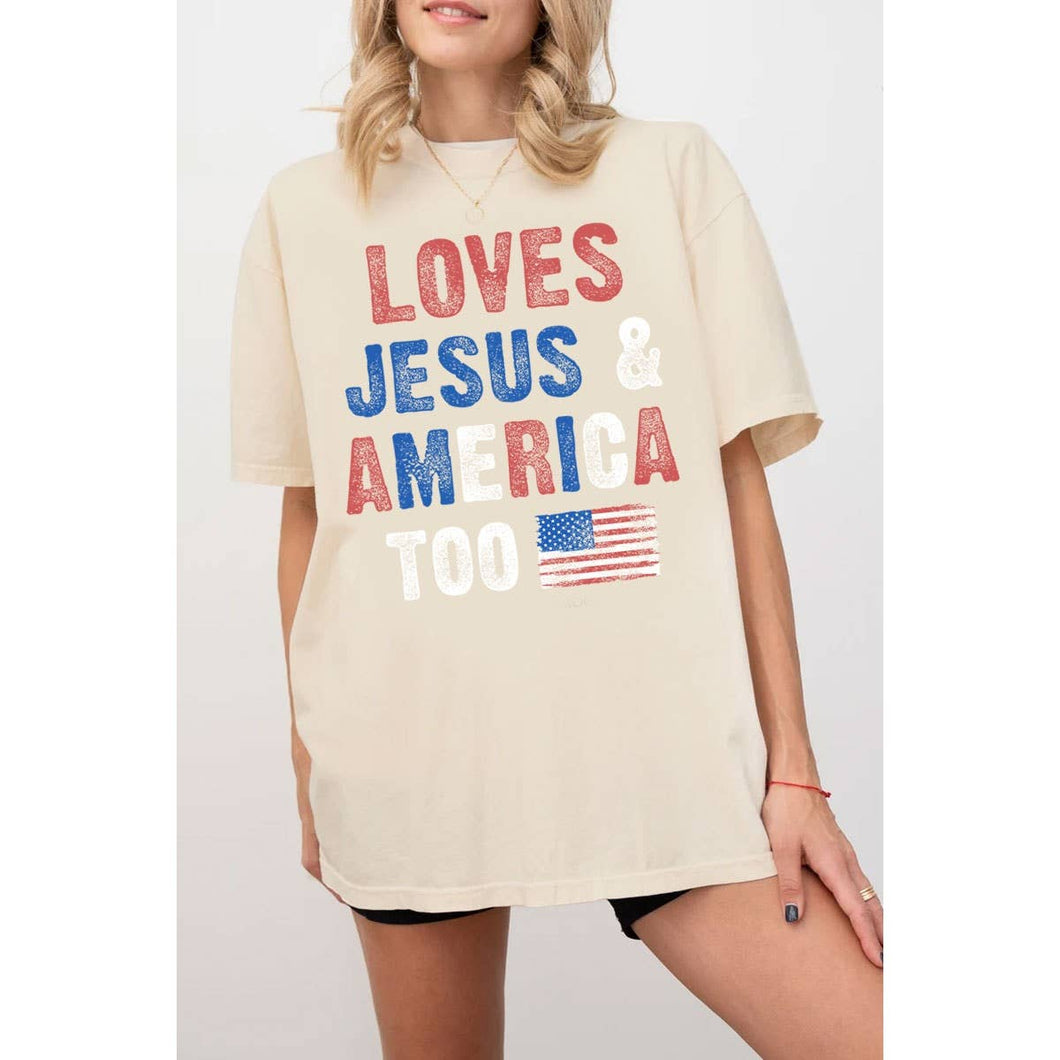 Loves Jesus & American Too Mineral Graphic Tee