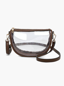 Peyton Clear Banana Crossbody Bag: Black