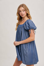 Denim Square Neck Babydoll Dress w/ Pockets