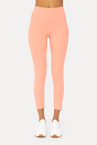 Laser-Cut and Bonded Essential Foldover Highwaist Leggings: WATERMELON / S:M:L (2:2:2)