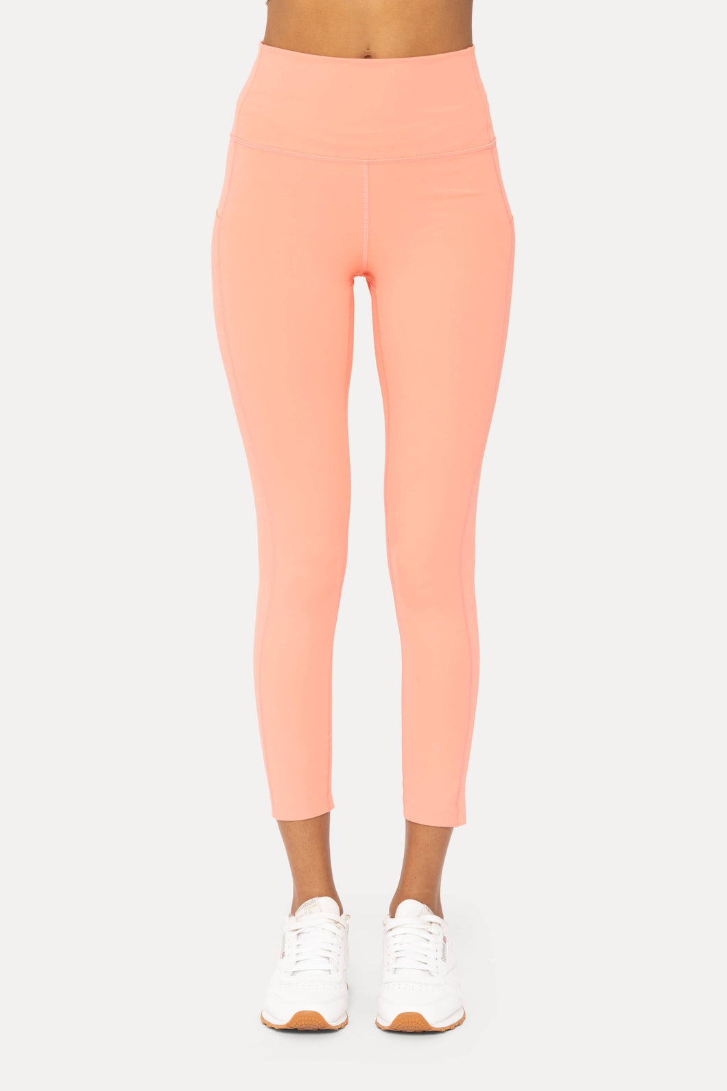 Laser-Cut and Bonded Essential Foldover Highwaist Leggings: WATERMELON / S:M:L (2:2:2)