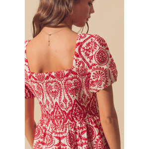 Eyelet Floral Lace A Line Brunch Boho Dress