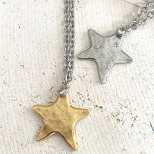 Non-Tarnishing Celestial Mix-Metal Star Necklace: Silver