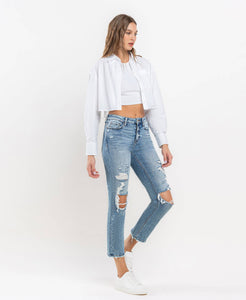 HIGH RISE SLIM STRAIGHT JEANS