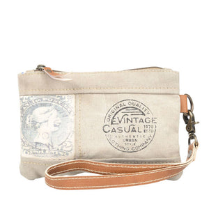 Canvas Stamp Wristlet Pouch