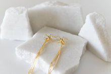 Bow gold plated studs-with gold dangle-hypoallergenic