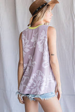 Grommet Detail Floral Print Tank Top