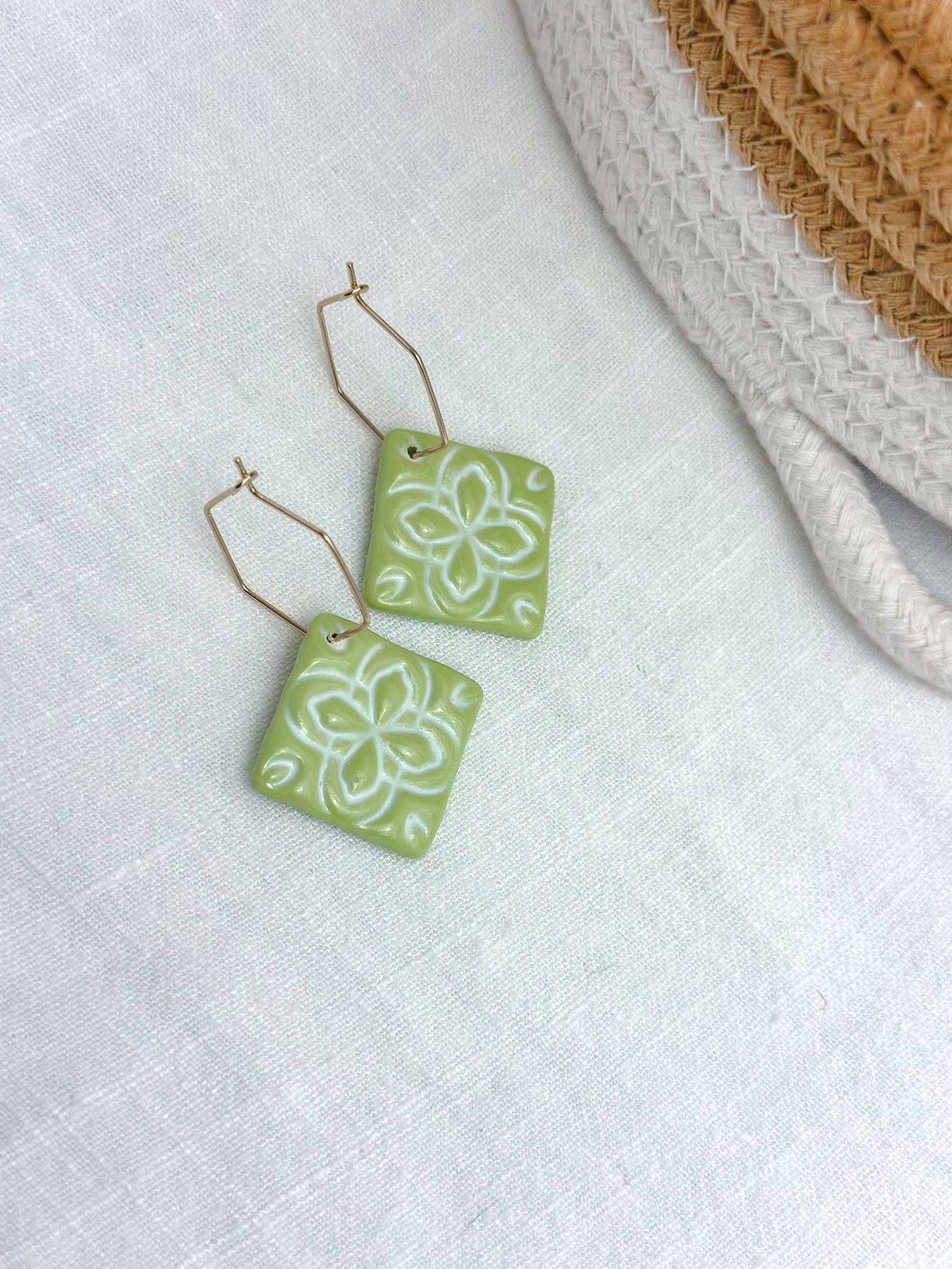 Madeline Tile Hoops: Limeade
