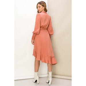 Conversation Starter Asymmetric Wrap Midi Dress