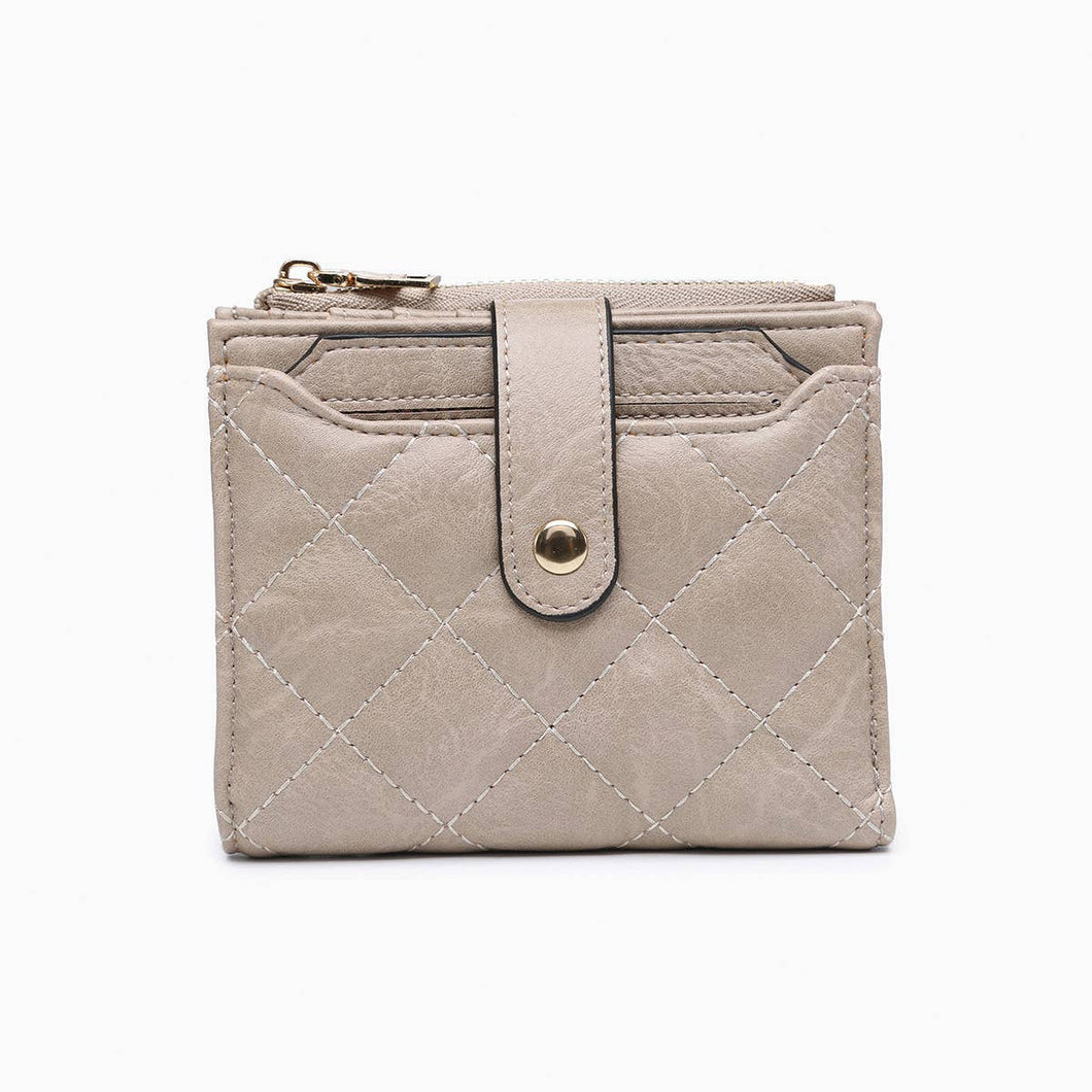 WL2228 Melody Quilted Zip Top Wallet: Khaki