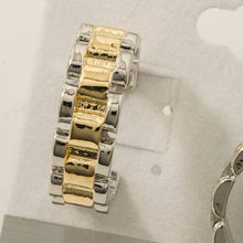 Gold Plated Two Tone Watch Chain Hoop Earrings