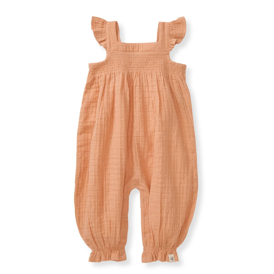 Dotted Muslin Jumpsuit: Peach Puff