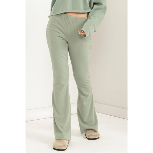 Mid-Rise Flare Lounge Pants - Green