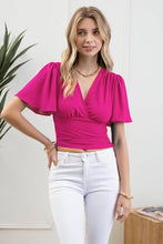 Flounce Sleeve Wrap Crop Top