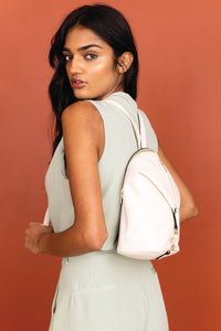 BP2465 Linnette Foldover Clasp Backpack w/ Zip Compartment: White