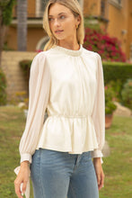 Chiffon Sleeve Suede Peplum Top