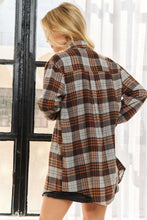 Button Down Plaid Shirt - Brown