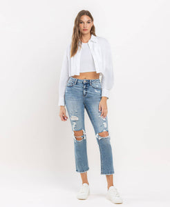 HIGH RISE SLIM STRAIGHT JEANS