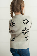 Kids Light Gray Flower Crew Neck Fall Winter Sweater