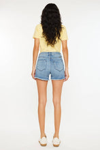High Rise Side Slit Denim Shorts