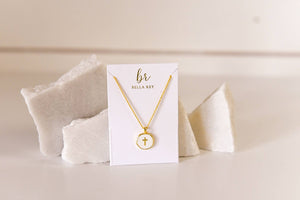 The Lennon dainty cross charm necklace 18k gold plated