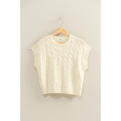 Sleeveless Oversized Cable Knit Sweater Vest