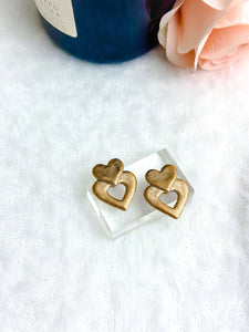 Sylvie Double Heart Earrings: Cherry