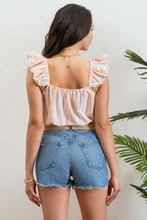 Multi Vertically Striped Top - Peach Multi