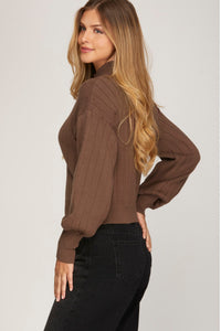 Long Sleeve Mock Neck Sweater Top