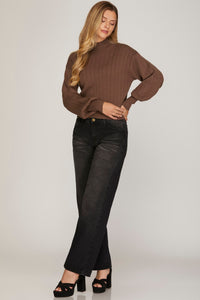 Long Sleeve Mock Neck Sweater Top