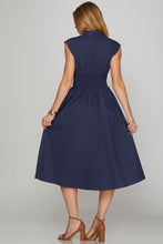 Drop Shoulder Front Zip Midi Dress