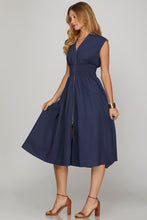 Drop Shoulder Front Zip Midi Dress