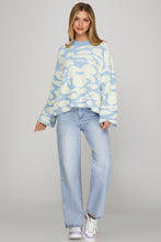 Long Sleeve Fuzzy Floral Print Sweater Top