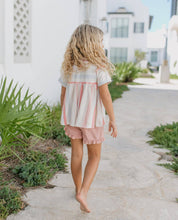 Kids Sand Blush Stripe Pocket Ruffle Spring Summer Short Set