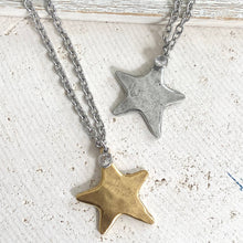 Non-Tarnishing Celestial Mix-Metal Star Necklace: Gold