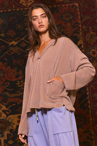 Deep V-nekline Oversized Top: Coffee / S-M-L (2-2-2)