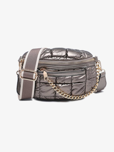 Mabel Quilted Nylon Belt Bag w/ Guitar Strap: Pewter