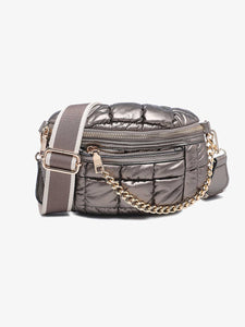 Mabel Quilted Nylon Belt Bag w/ Guitar Strap: Pewter