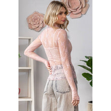 Lace Long Sleeve See Through Top: Sage / M