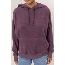 Brushed Oversized Hooded Pullover in Dark Plum