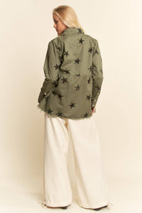 This Star Printed Baby Doll Front Snap Jacket