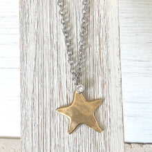 Non-Tarnishing Celestial Mix-Metal Star Necklace: Silver