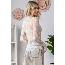 Lace Long Sleeve See Through Top: Sage / M