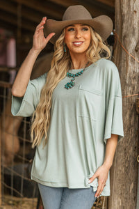 Ribbed Relaxed Boyfriend Shirt w/ Pocket Detail
