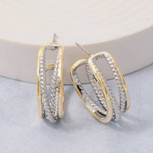 Gold Plated Two Tone Layered Hoop Earrings